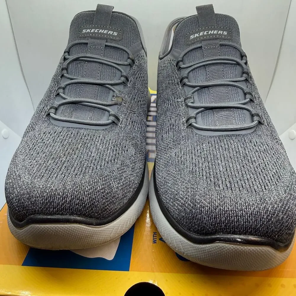 Skechers Mens Summits Key Place Slip-Ins Sneakers Size 9 Wide Charcoal/Black
